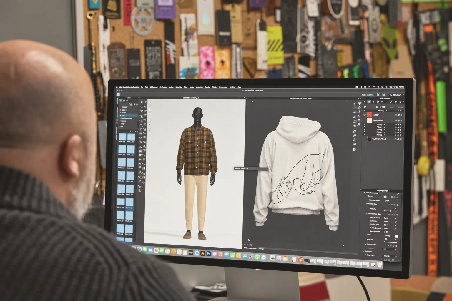 CLO3D ekranında giysi geliştiren tasarımcı
